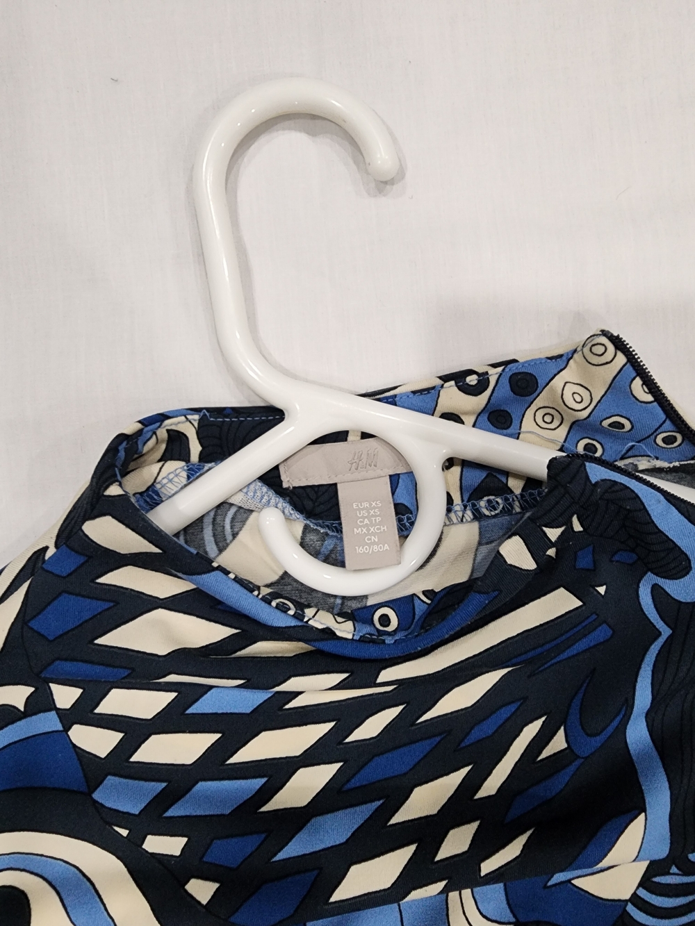 H&M Blue & Cream Printed Women's Top